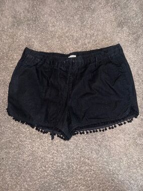 J. Crew Factory Black High-Waist Pom-Pom Trim Shorts